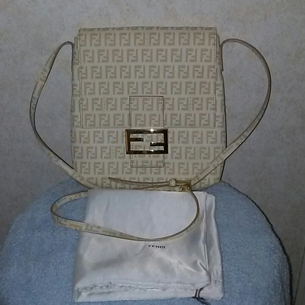 Fendi Baguette Mama Signature Monogram Crossbody Bag, Like New Condition.